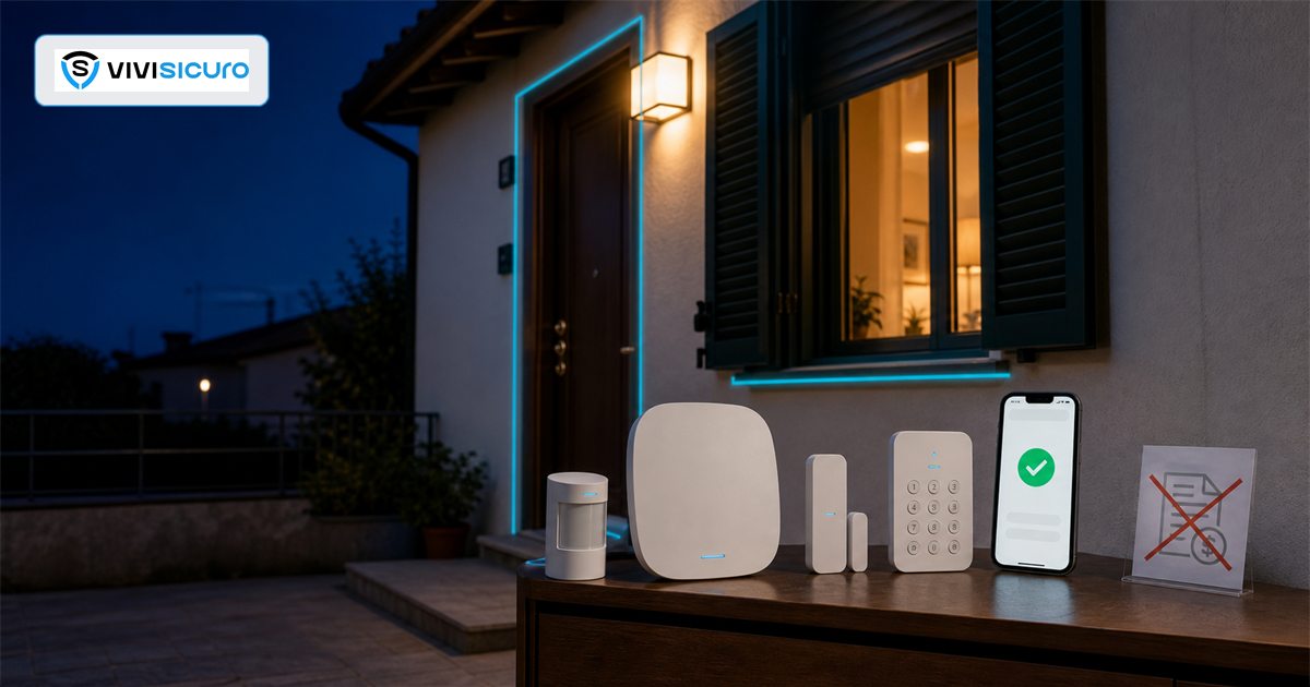 Antifurto casa senza abbonamento con sensori smart e app