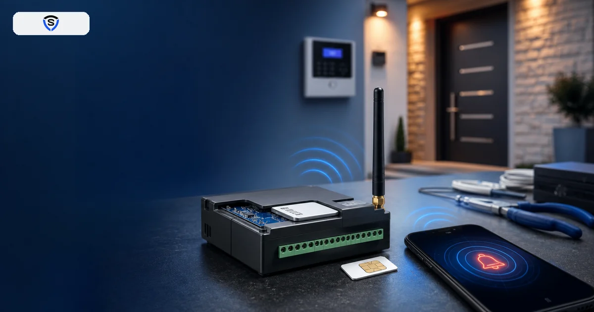 Modulo combinatore telefonico GSM per allarme con antenna SIM e avviso su smartphone