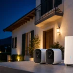 Sistema di telecamere esterne a batteria controllato da smartphone in una casa italiana