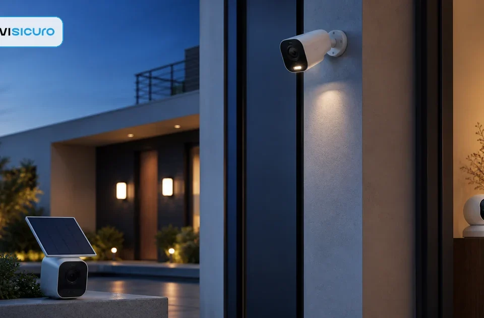 Telecamere da interno, esterno e solare installate in una casa italiana