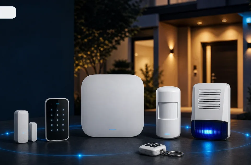 Kit allarme completo con hub tastiera sirena e sensori per proteggere casa