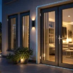 Porta finestra italiana protetta da sensori e perimetro luminoso per guida sulla sicurezza degli accessi