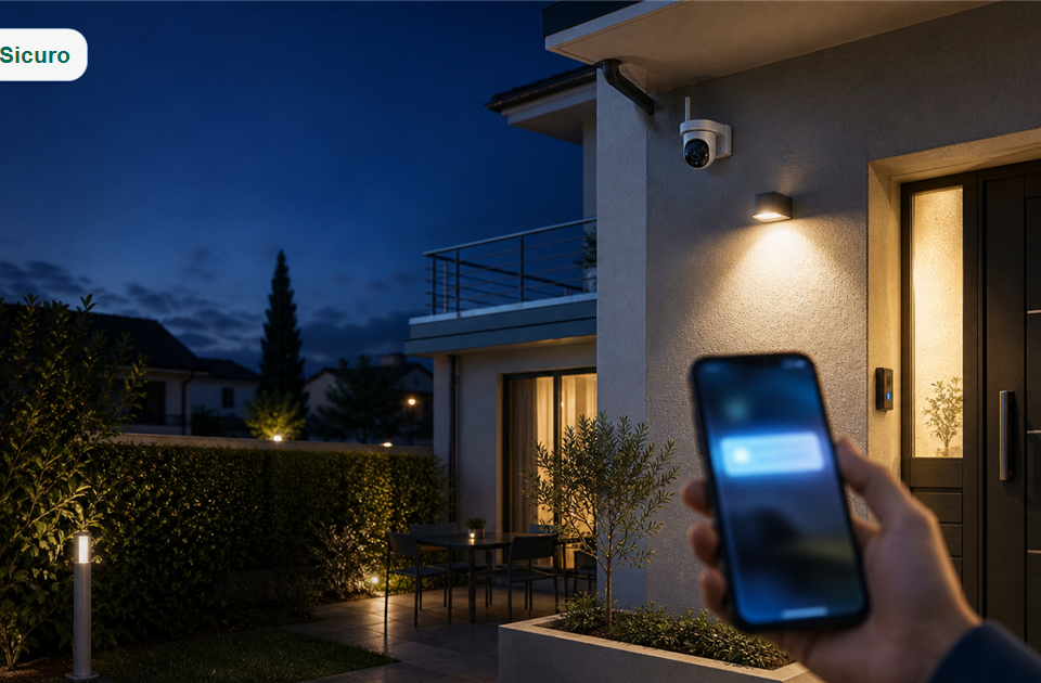 Cover editoriale ViviSicuro con telecamera e smartphone per guida su quali telecamere comprare per casa