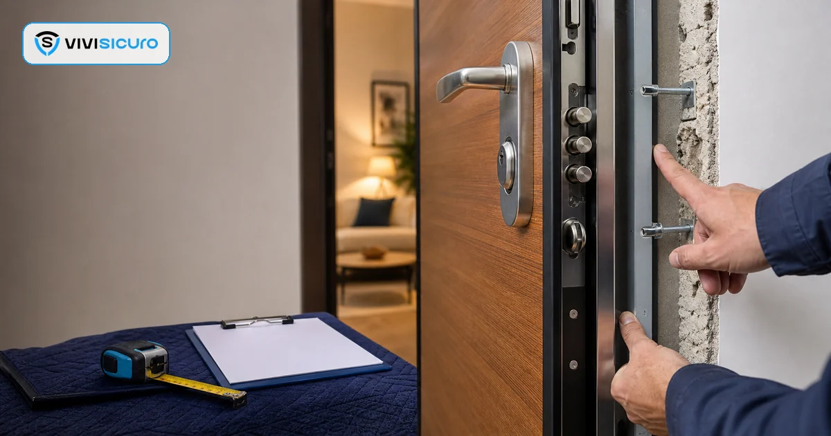 Porta blindata e documentazione del preventivo durante la scelta con un tecnico