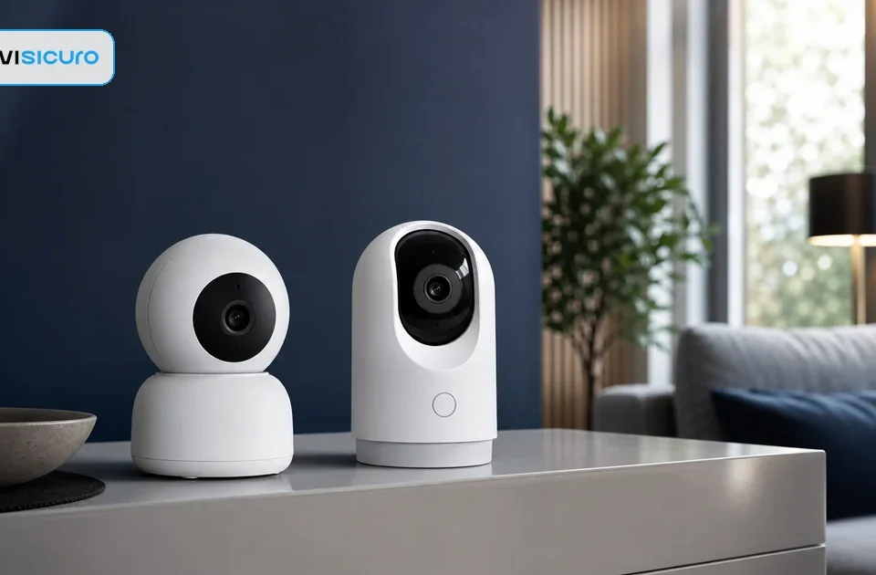Due telecamere WiFi da interno confrontate in un soggiorno italiano