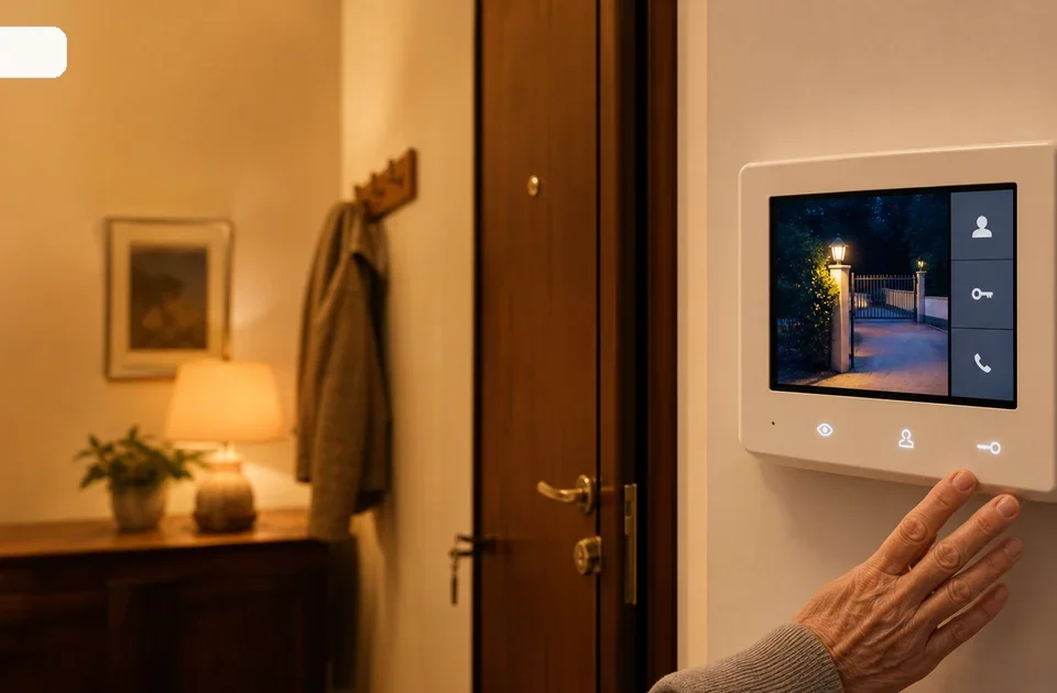 Videocitofono semplice per persone anziane installato vicino alla porta di casa