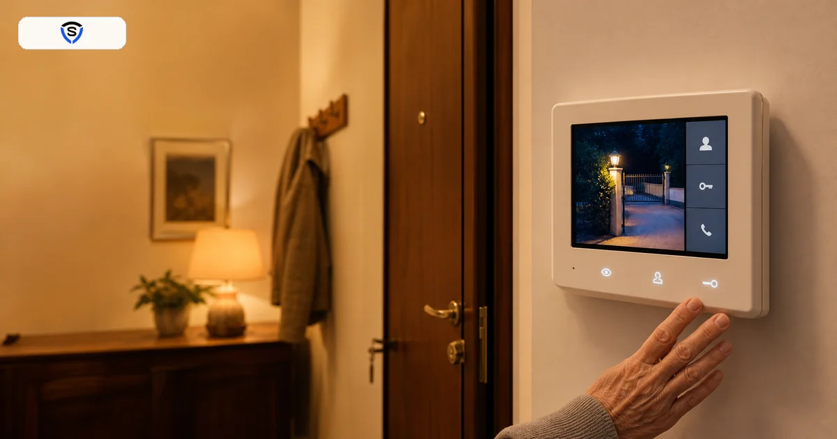 Videocitofono semplice per persone anziane installato vicino alla porta di casa