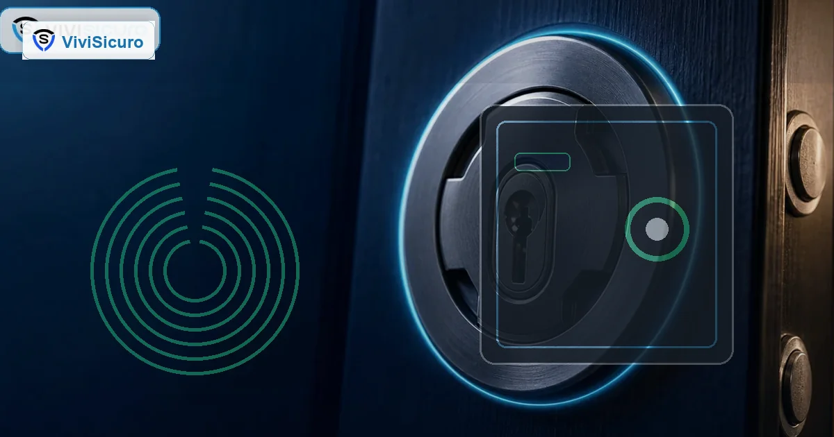 Cassaforte biometrica compatta con luce blu e ambiente domestico controllato