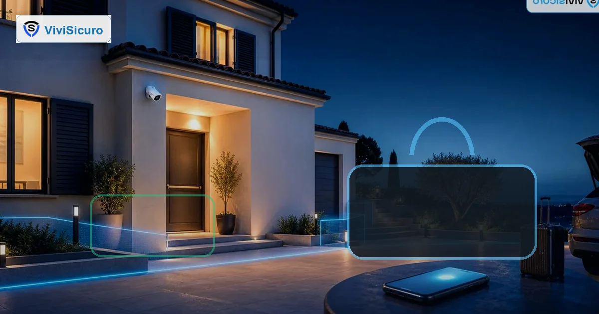 Cassaforte portatile compatta su mobile domestico con protezione luminosa